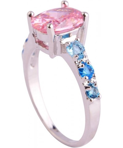 Women's 925 Silver Plated Oval Creted Morganite Bridal Promise Rings Pink $3.63 Rings