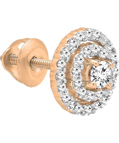 Round White Diamond Ladies Flower Cluster Stud Earring (Only 1pc), 18K Gold Rose Gold 0.16 carats $100.25 Earrings