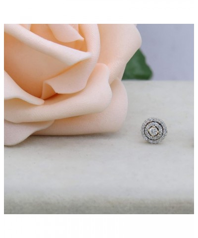 Round White Diamond Ladies Flower Cluster Stud Earring (Only 1pc), 18K Gold Rose Gold 0.16 carats $100.25 Earrings