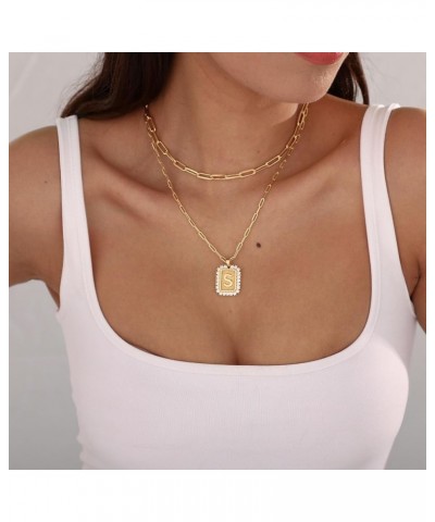 Initial Necklaces for Women Layered Gold Letter Necklace 14k Gold Plated Personalized A-Z Diamond Initial Pendant Necklace Mo...