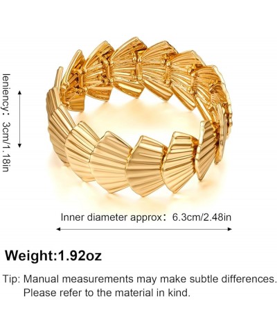 Gold Bangle Bracelets for Women Chain Hinge Cuff Bangles Fashion Chunky Elastic Bracelet for Teen Gifts for Her Gold Elastic-...