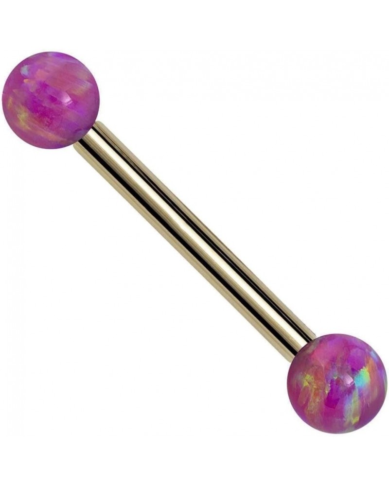 Purple Synthetic Opal 14k Gold Straight Barbell 14k Yellow Gold | 18G | 1/2" (13mm) $76.80 Body Jewelry