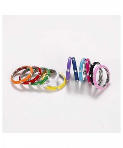 Stackable Enamel Ring 925 Sterling Silver Cubic Zirconia Rainbow Eternity Stacking Band Rings for Women 8(Red) 7 Purple $9.27...