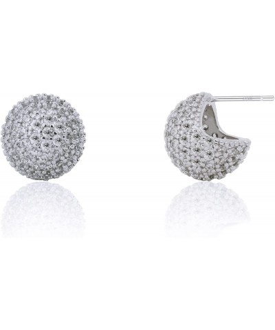 Disco Ball Earrings 925 Stering Silver Post 18K Gold Plated CZ Micro Pave Dainty Round Gold Stud Huggie earrings for Women WG...