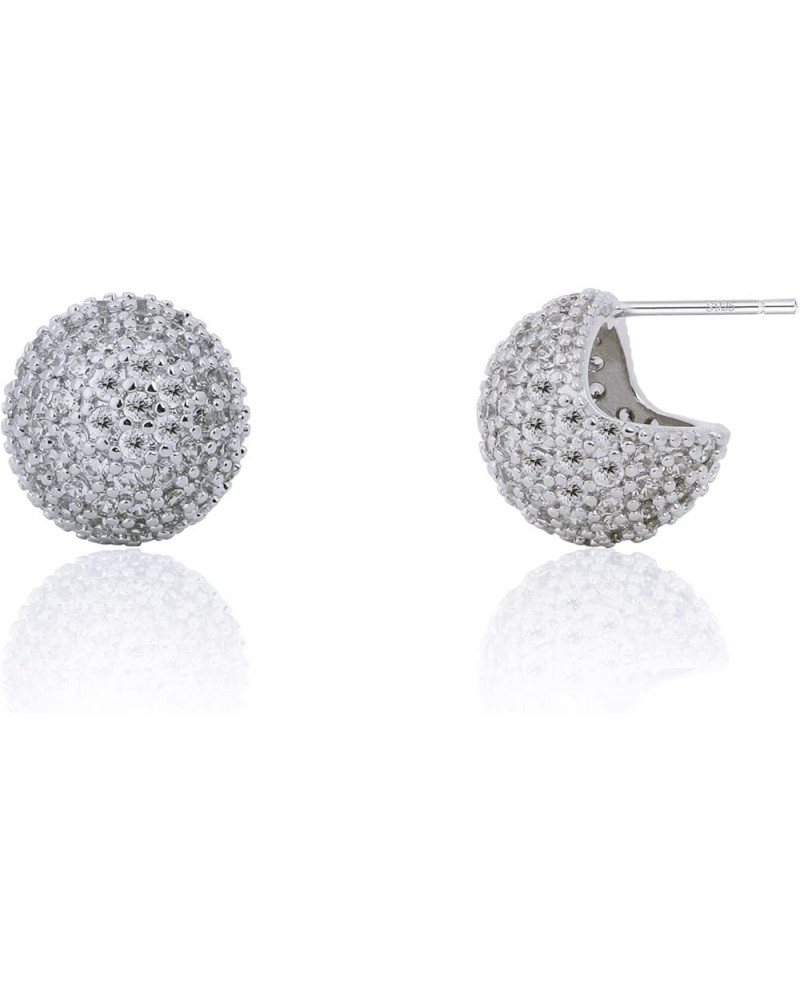 Disco Ball Earrings 925 Stering Silver Post 18K Gold Plated CZ Micro Pave Dainty Round Gold Stud Huggie earrings for Women WG...