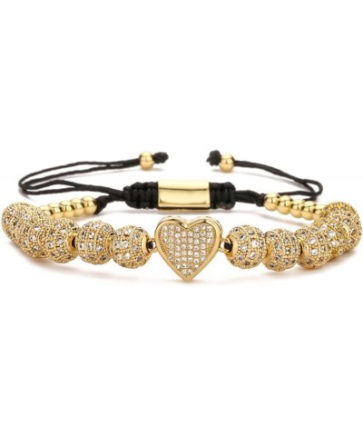 Micropaved Zirconia Gold Crown Diamond Ball Hand Braided Rope Retractable Bracelet Beads 8毫米钻球+大皇冠 $14.00 Bracelets