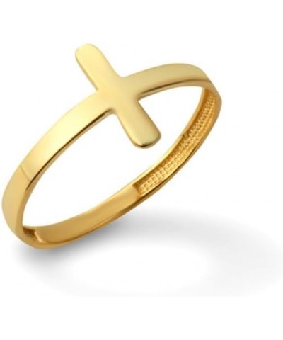 14K Yellow, White, and Rose Gold High Polish 1.8mm Sideways Cross Band Statement Ring - Choice of Metal & Ring Size Yellow Go...