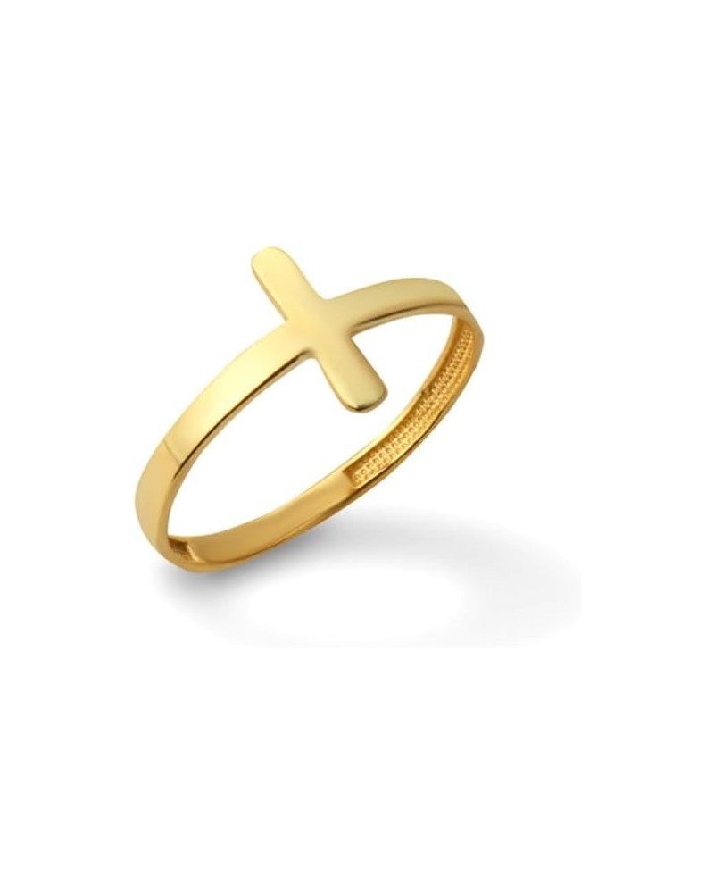 14K Yellow, White, and Rose Gold High Polish 1.8mm Sideways Cross Band Statement Ring - Choice of Metal & Ring Size Yellow Go...