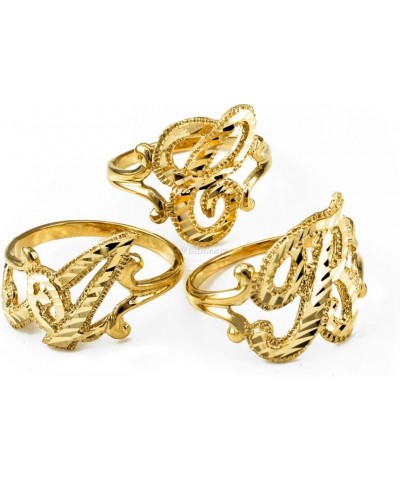 Sparkle-Cut Letter Initial Script Ring In 10K Yellow Gold A $69.75 Rings