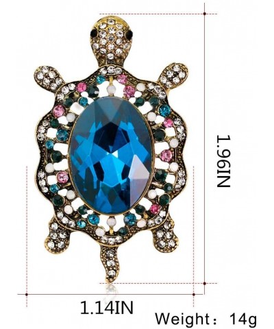 Women's Crystal Big Turtle Pin Brooch Girl Animal Decorative Jewelry Blue $8.83 Brooches & Pins