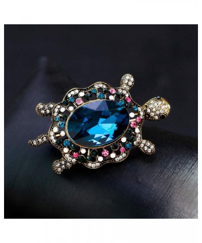 Women's Crystal Big Turtle Pin Brooch Girl Animal Decorative Jewelry Blue $8.83 Brooches & Pins