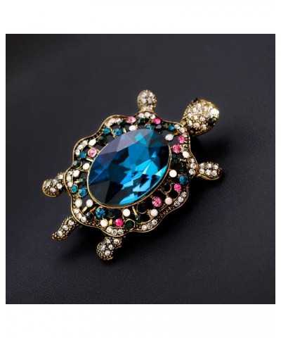 Women's Crystal Big Turtle Pin Brooch Girl Animal Decorative Jewelry Blue $8.83 Brooches & Pins