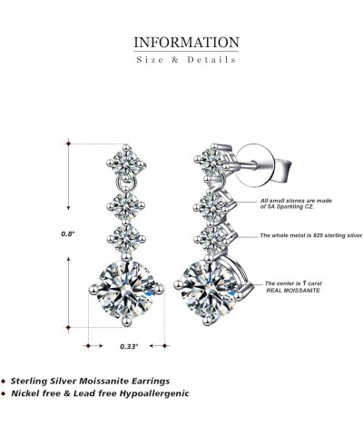 Moissanite Earrings 925 Sterling Silver Earrings 0.5ct/1ct Moissanite Stud Earrings for Women Wedding Birthday Jewelry gifts ...