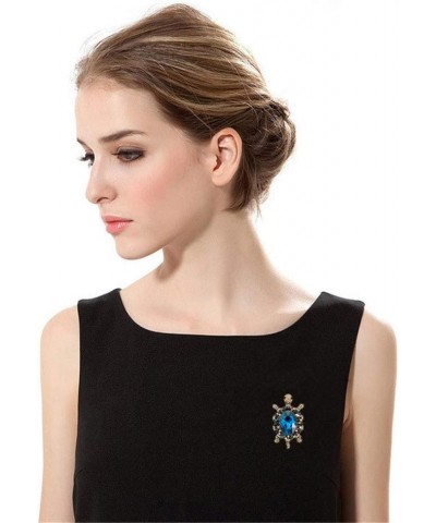 Women's Crystal Big Turtle Pin Brooch Girl Animal Decorative Jewelry Blue $8.83 Brooches & Pins