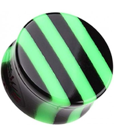 Brilliant Stripes Double Flared Ear Gauge Plug 5/8" (16mm), Green $10.44 Body Jewelry