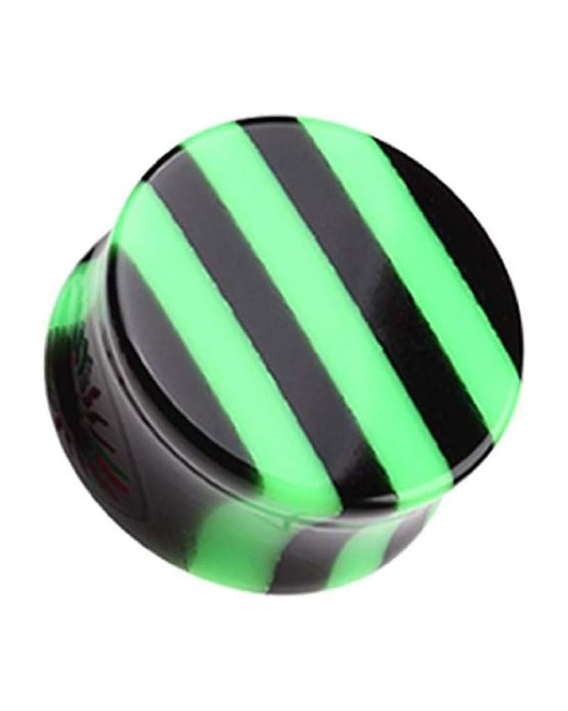 Brilliant Stripes Double Flared Ear Gauge Plug 5/8" (16mm), Green $10.44 Body Jewelry