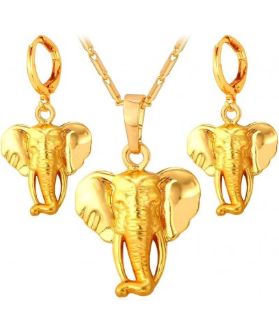 Women Girls Lucky Necklace Stainless Steel 18K Gold Plated Cute Dachshund/Elephant/Pig Animal Pendant Africa Elephant Set $10...