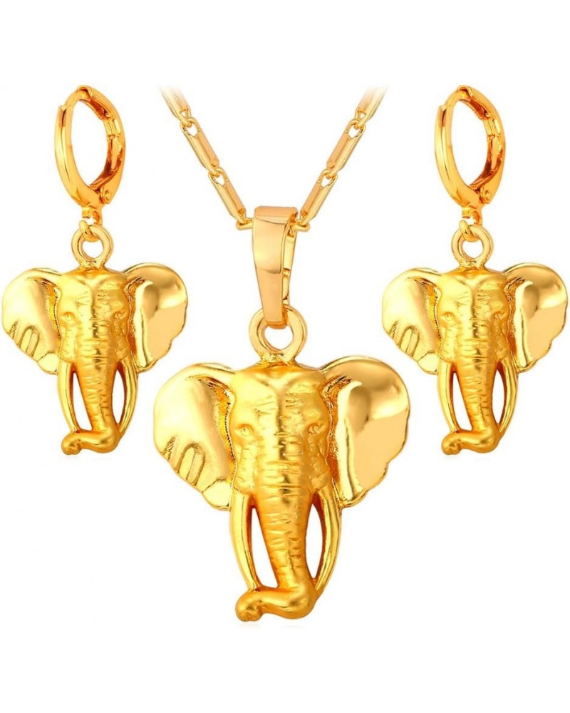 Women Girls Lucky Necklace Stainless Steel 18K Gold Plated Cute Dachshund/Elephant/Pig Animal Pendant Africa Elephant Set $10...