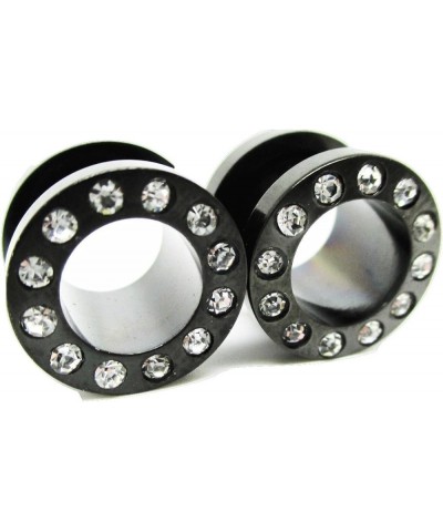 Black Stainless Steel Cz Diamond Ear Plugs - Screw-on - New *Pair* 9 Sizes 9/16" (14mm) $7.55 Body Jewelry