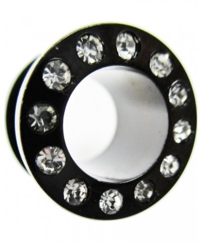 Black Stainless Steel Cz Diamond Ear Plugs - Screw-on - New *Pair* 9 Sizes 9/16" (14mm) $7.55 Body Jewelry