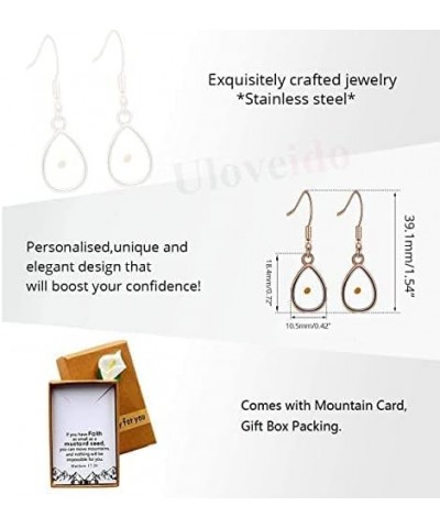 Elegant Dangle Drop Earrings Mustard Seed Charms Faith Religious Jewelry Gift for Baptism Confirmation Y1564-2D Drop-Rose Gol...