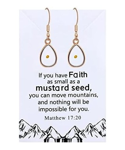 Elegant Dangle Drop Earrings Mustard Seed Charms Faith Religious Jewelry Gift for Baptism Confirmation Y1564-2D Drop-Rose Gol...