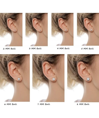 14 Pairs Stainless Steel Ball Stud Earrings Barbell Cartilage Tragus Helix Ear Piercing For Men Women 2-8mm Silver Black A:Ba...