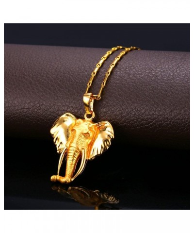 Women Girls Lucky Necklace Stainless Steel 18K Gold Plated Cute Dachshund/Elephant/Pig Animal Pendant Africa Elephant Set $10...