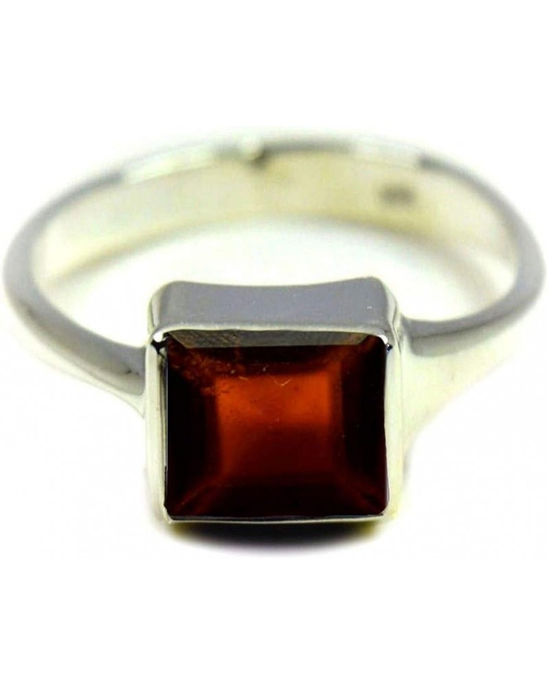 Choose Your Natural Gemstone Ring Square Shape 925 Sterling Silver Faceted Birthstones Jewelry natural-faceted hessonite $19....