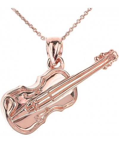 10k Rose Gold Violin Music Charm Pendant Necklace 22.0 Inches $133.19 Necklaces