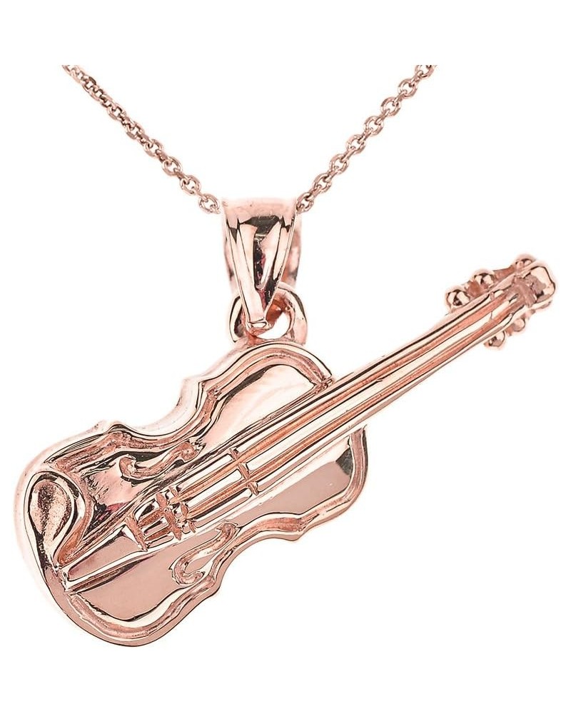 10k Rose Gold Violin Music Charm Pendant Necklace 22.0 Inches $133.19 Necklaces