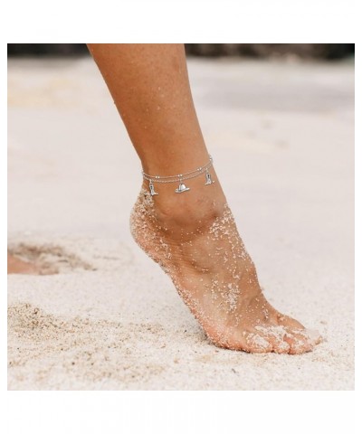 Women Anklets S925 Sterling Silver Cute Animal Layered Anklet Bracelet Adjustable Multilayer Beach Anklet Bracelet Summer Foo...