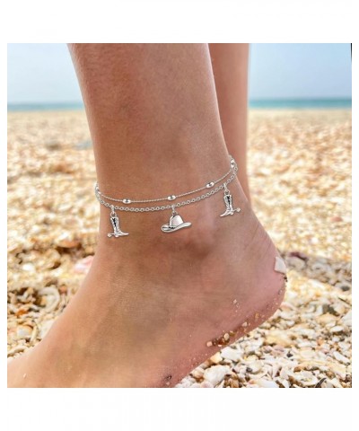 Women Anklets S925 Sterling Silver Cute Animal Layered Anklet Bracelet Adjustable Multilayer Beach Anklet Bracelet Summer Foo...