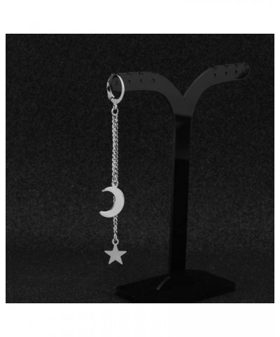 Star Moon Chain Threader Tassel Long Dangle Drop Earrings for Men Women Boys Teen Girls Sensitive Ear Stainless Steel Punk Hy...