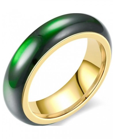 6mm Stainless Steel Green Acrylic Resin Imitation Jade Wedding Band Ring Gold Green $5.89 Rings