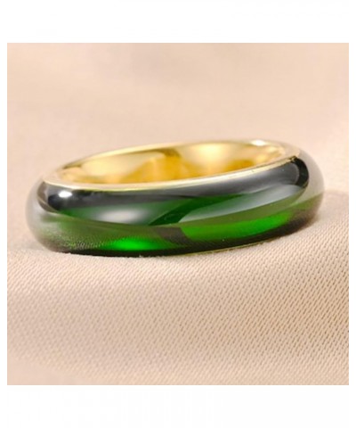 6mm Stainless Steel Green Acrylic Resin Imitation Jade Wedding Band Ring Gold Green $5.89 Rings