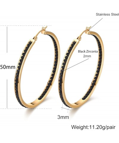 2 Inch Stunning Stainless Steel Multi-colors Cubic Zirconia Hoop Earring for Women Hypoallergenic Jewelry for Sensitive Ears ...