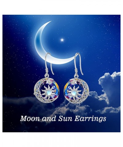 Sterling Silver Sun and Moon Earrings Star and Moon Earrings Sun and Moon Jewelry for Women Crystal Dangle Christmas Birthday...