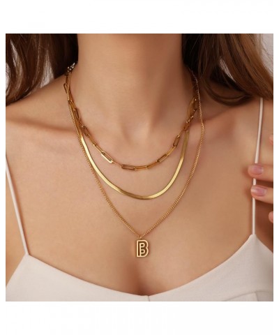 14K Gold Necklace For Women Trendy, Initial Layered Necklaces For Women Dainty Snake Chain Jewlery Gift B $8.69 Necklaces