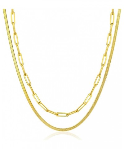 14K Gold Necklace For Women Trendy, Initial Layered Necklaces For Women Dainty Snake Chain Jewlery Gift B $8.69 Necklaces