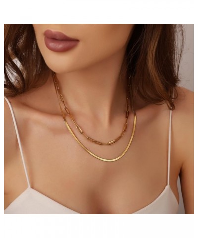 14K Gold Necklace For Women Trendy, Initial Layered Necklaces For Women Dainty Snake Chain Jewlery Gift B $8.69 Necklaces