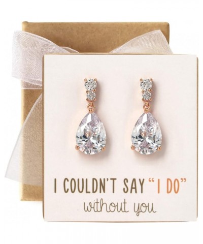 Bridesmaid Earrings Gift, Drop Earrings in Silver, Gold, Rose Gold Rose Gold $14.72 Earrings