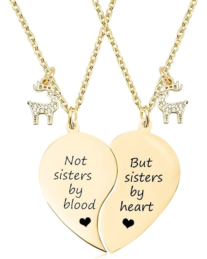 BFF Necklace for 2-Split Heart Necklace Not Sisters by Blood Pendant Best Friend Friendship Necklace Set of 2 Valentines Day ...