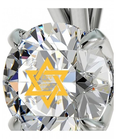 925 Sterling Silver Star of David Necklace Inscribed with Shema Yisrael in 24k Gold on Crystal, 18" Jewelry Clear White $57.6...