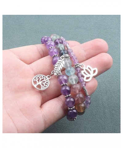 Tree of Life Yoga Healing Stone Bracelets,Multilayer Lotus Chakra Stone Reiki Bracelet Sets,Anxiety Crystal Natural Stone,for...