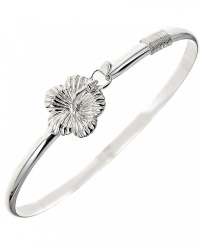 Sterling Silver Hibiscus Flower Wrist Cuff Bangle Bracelet 7.5 $30.21 Bracelets