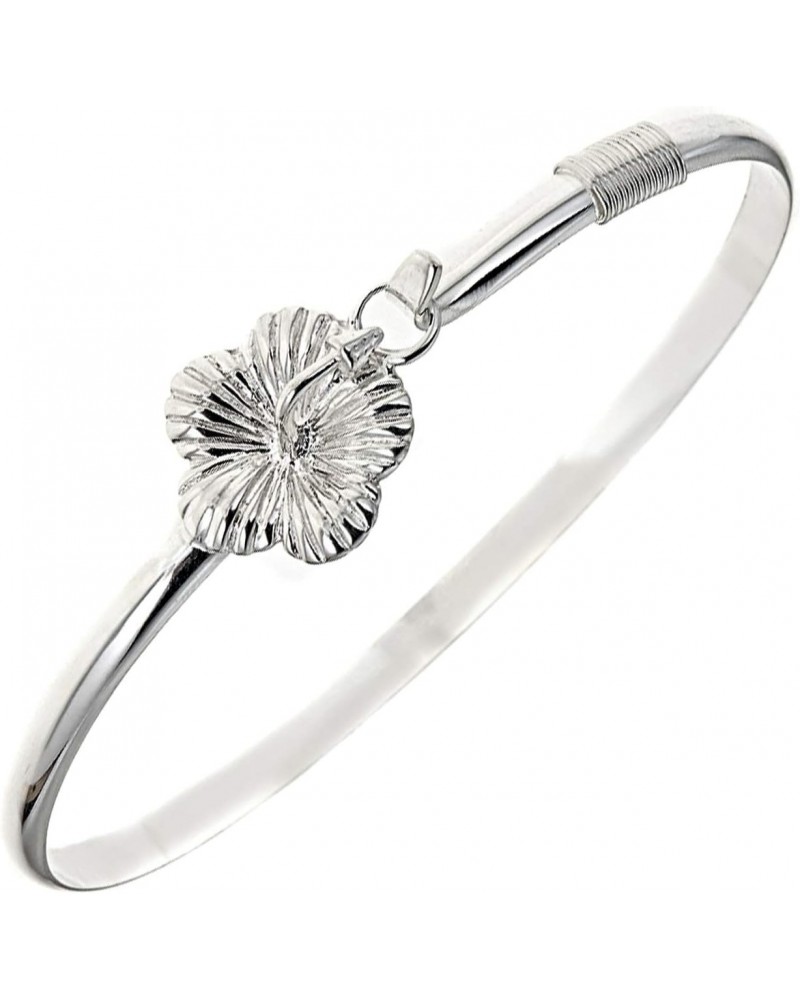 Sterling Silver Hibiscus Flower Wrist Cuff Bangle Bracelet 7.5 $30.21 Bracelets