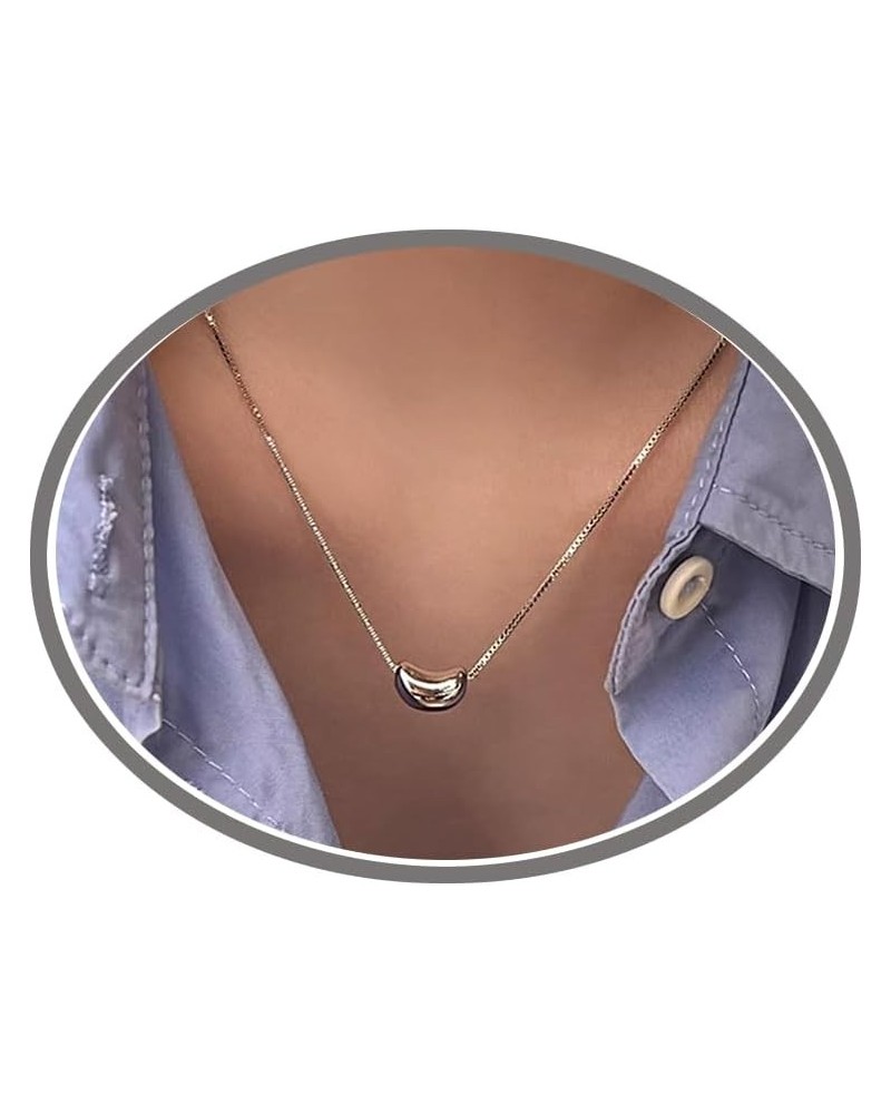 Bean Necklace for Women Cute Kidney Bean Necklaces Charm Necklace Jewelry Gift for Teen Girls Silver $9.34 Necklaces