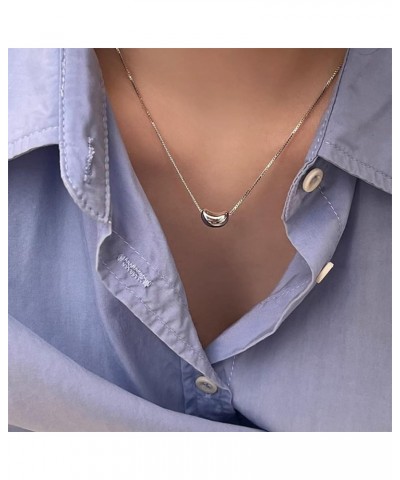 Bean Necklace for Women Cute Kidney Bean Necklaces Charm Necklace Jewelry Gift for Teen Girls Silver $9.34 Necklaces