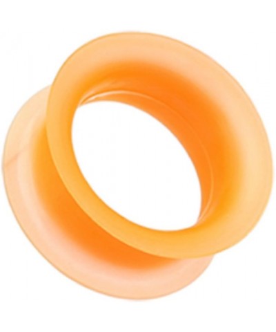 Ultra Thin Flexible Silicone Ear Skin Double Flared Ear Gauge Tunnel Plug (Sold by Pair) 0 GA, Orange $8.69 Body Jewelry